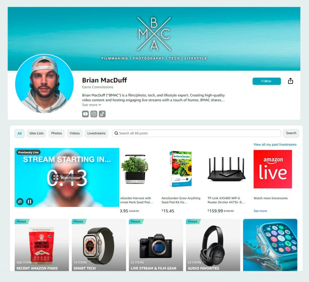 Brian Macduff perfil amazon live shopping